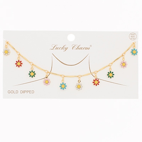 Linked Daisy Dangle Necklace - Picture 1 of 2